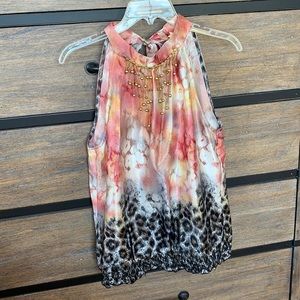 NWT high neck blouse w/ necklace